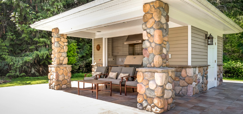 natural stone outdoor kitchen