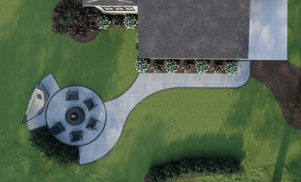 Pooler Patio Project: Custom Patio, Walkway, & Fire Pit design patio design fite pit custom fire pit walkway