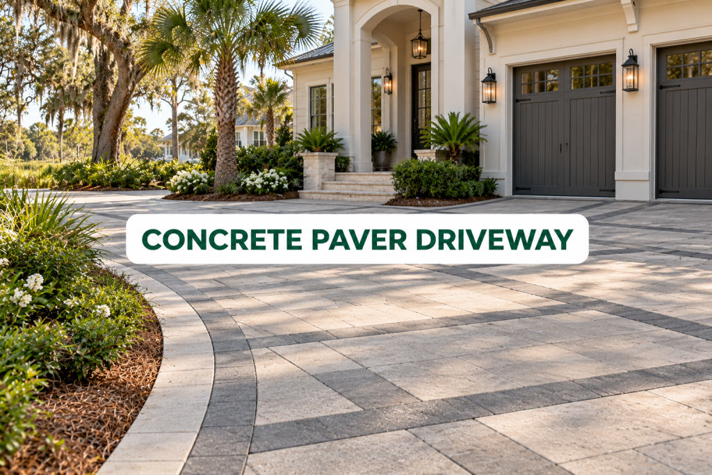 concrete paver driveway 

