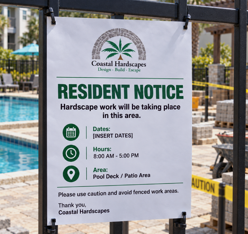 resident notice of hardscaping work
